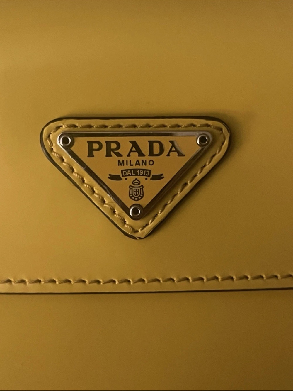 PRADA - Cleo Flap Yellow Spazzolato Shoulder Bag Silver Hardware - AUTHENTIC